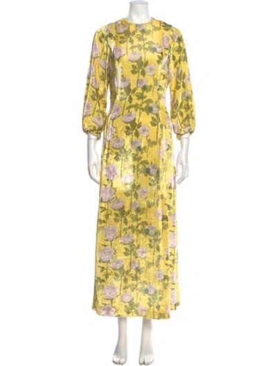 Pre-owned Bernadette Floral Print Long Dress In Yellow