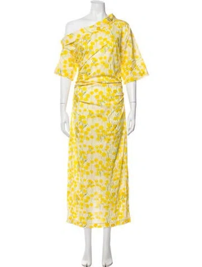 Pre-owned Bernadette Floral Print Long Dress In Yellow