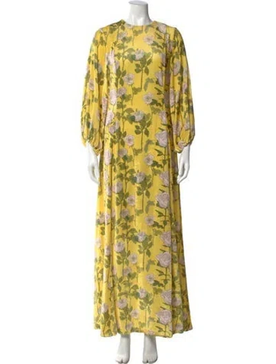 Pre-owned Bernadette Floral Print Long Dress In Yellow