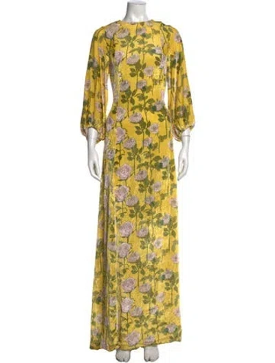 Pre-owned Bernadette Floral Print Long Dress In Yellow