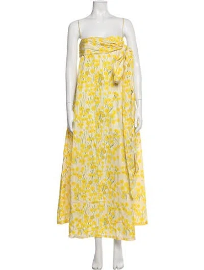 Pre-owned Bernadette Floral Print Long Dress In Yellow