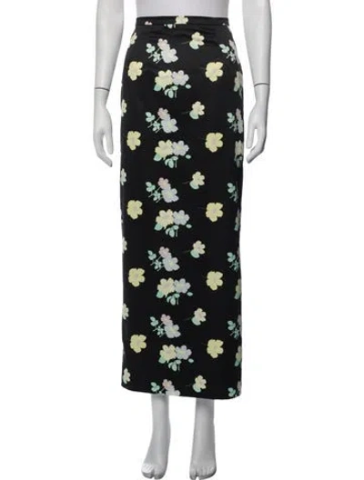 Pre-owned Bernadette Floral Print Long Skirt In Black