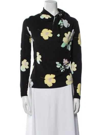 Pre-owned Bernadette Floral Print Long Sleeve Blouse In Black