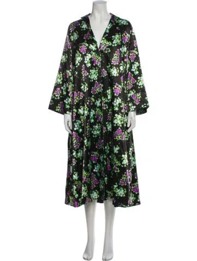 Pre-owned Bernadette Floral Print Midi Length Dress In Green