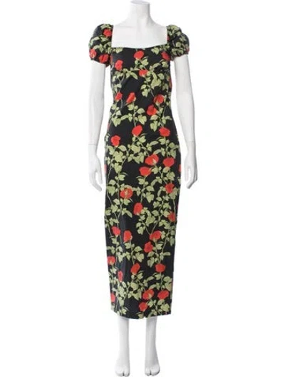 Pre-owned Bernadette Floral Print Midi Length Dress In Green
