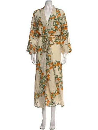 Pre-owned Bernadette Floral Print Midi Length Dress In Neutrals
