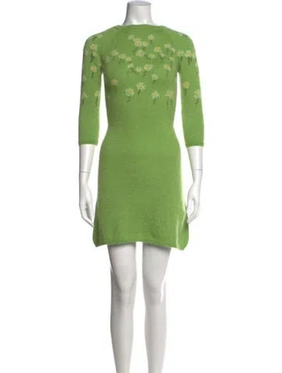 Pre-owned Bernadette Floral Print Mini Dress In Green
