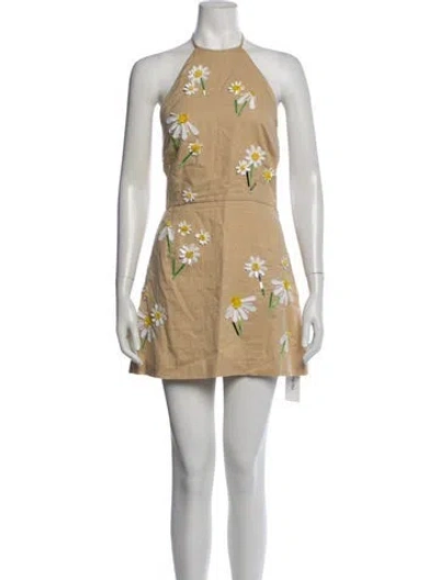 Pre-owned Bernadette Floral Print Mini Dress In Neutrals