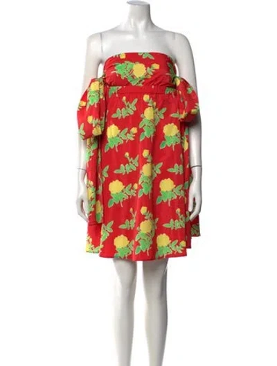 Pre-owned Bernadette Floral Print Mini Dress In Red