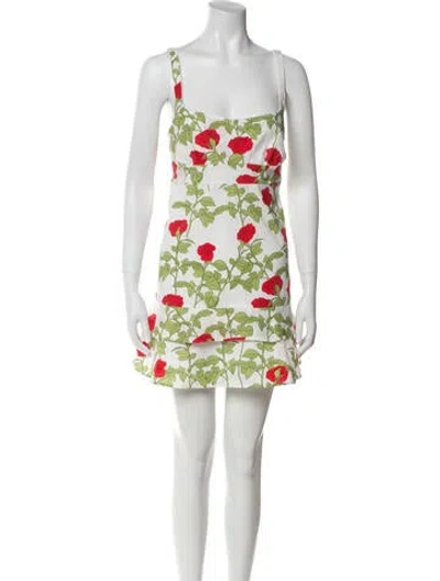 Pre-owned Bernadette Floral Print Mini Dress In White