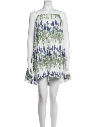 Pre-owned Bernadette Floral Print Mini Dress In White