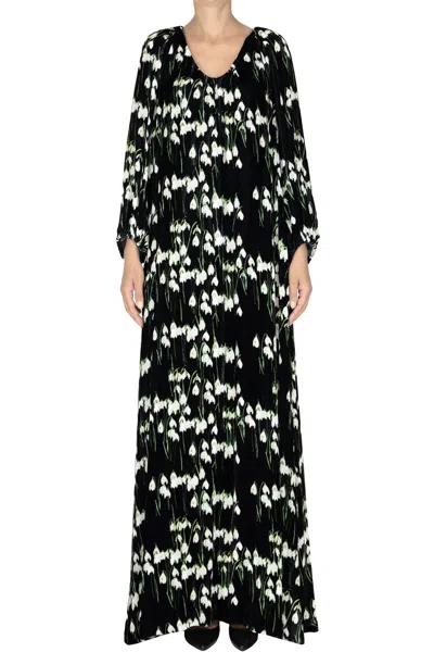 Bernadette Flower Print Velvet Dress In Multi