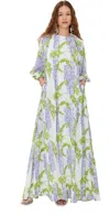 Bernadette Fran Crepe De Chine Floral Print Maxi Dress In Wisteria/small/purple On Ivory