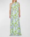 Bernadette Gala One-shoulder Wisteria Printed Maxi Dress With Bow Detail In Multi