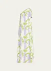 Bernadette Gala One-shoulder Wisteria Printed Maxi Dress With Bow Detail In Wisteria Small Pu