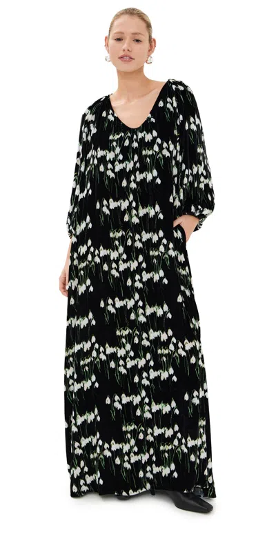 Bernadette Georgio Velvet Dress Snowdrop/black