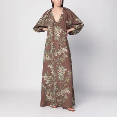BERNADETTE BERNADETTE GEORGIO MAXI DRESS WITH FLORAL LINEN PRINT