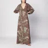 Bernadette Georgio Draped Floral-print Linen Maxi Dress