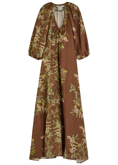 Bernadette Georgio Printed Linen Maxi Dress