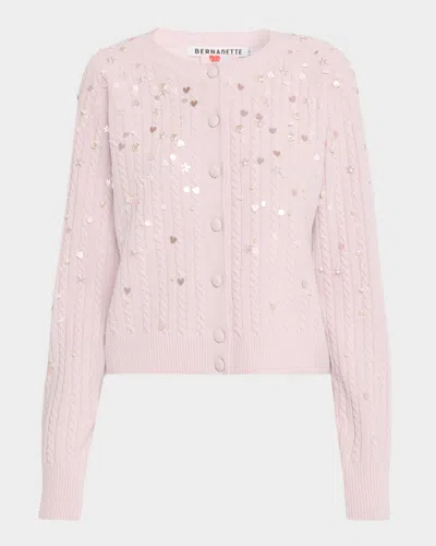 Bernadette Gilbert Embellished Crewneck Cardigan In Pink