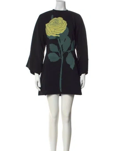 Pre-owned Bernadette Graphic Print Mini Dress In Black