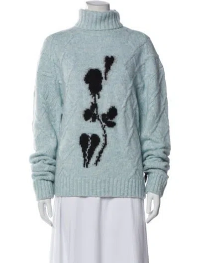 Pre-owned Bernadette Graphic Print Turtleneck Sweater In Blue