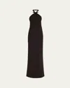 Bernadette Halter Bow Front Gown In Black