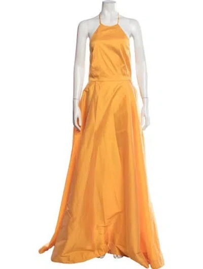 Pre-owned Bernadette Halterneck Long Dress W/ Tags In Orange