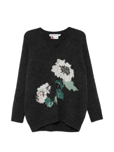 Bernadette Kane Floral-intarsia Sweater In Black