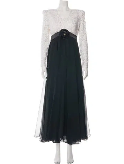 Pre-owned Bernadette Lace Pattern Long Dress In Black