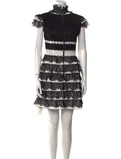 Pre-owned Bernadette Lace Pattern Mini Dress In Black