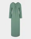 Bernadette Lauren Twisted V-neck Long-sleeve Midi Dress In Green
