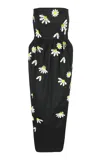 Bernadette Lena Daisy-embroidered Taffeta Maxi Dress In Black With Daisy
