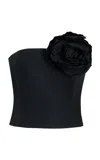Bernadette Lena Rosette-detailed Taffeta Corset Top In Black