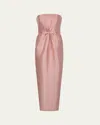 Bernadette Lenette Polka-dot Bow Strapless Gown In Pink