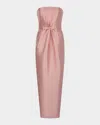 Bernadette Lenette Polka-dot Bow Strapless Gown In Pink