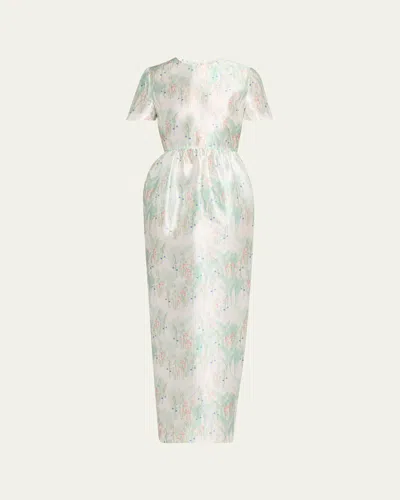 Bernadette Lexi Floral Satin Empire-waist Column Maxi Dress In Multi