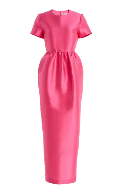 Bernadette Lexi Gathered Silk-blend Midi Dress In Pink