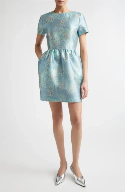 Bernadette Lily Of The Valley Crepe Mini Dress In Blue