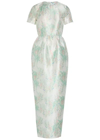 Bernadette Lexi Printed Satin Maxi Dress In Green