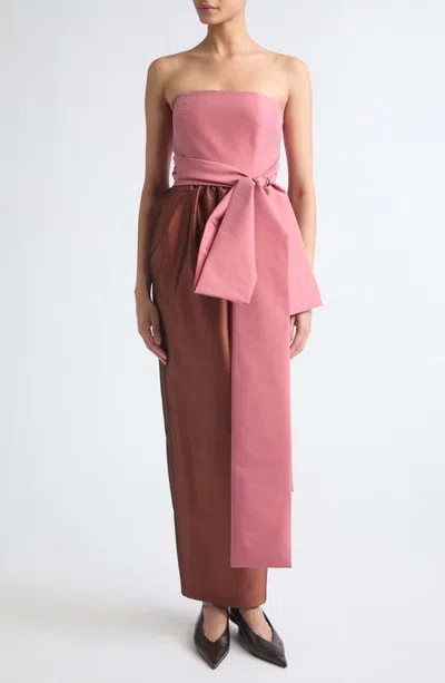 Bernadette Lina Strapless Bow-detailed Taffeta Gown In Multi