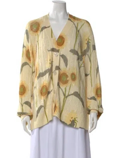Pre-owned Bernadette Linen Floral Print Sweater In Neutral