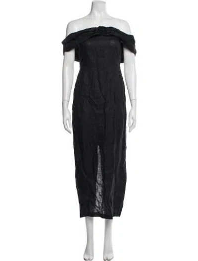 Pre-owned Bernadette Linen Long Dress In Black