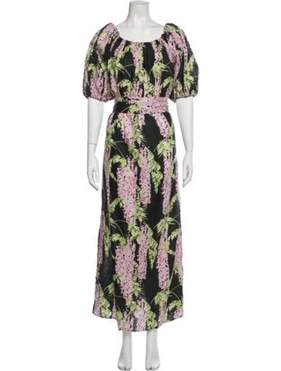 Pre-owned Bernadette Linen Long Dress In Blue