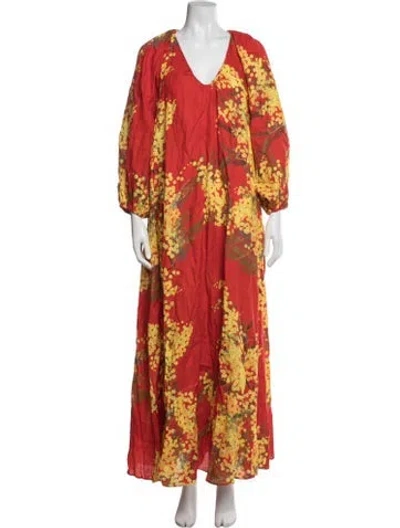 Pre-owned Bernadette Linen Long Dress In Multi