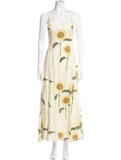 Pre-owned Bernadette Linen Long Dress In Neutral