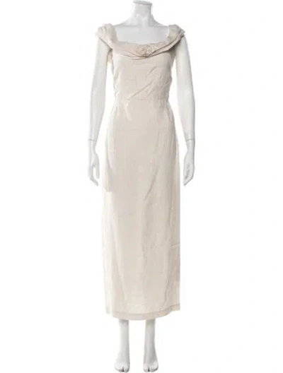 Pre-owned Bernadette Linen Long Dress In Neutral