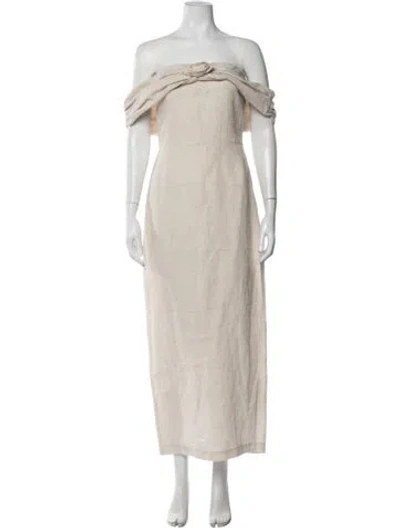 Pre-owned Bernadette Linen Long Dress In Neutrals