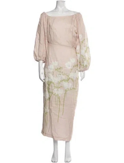 Pre-owned Bernadette Linen Long Dress In Neutrals