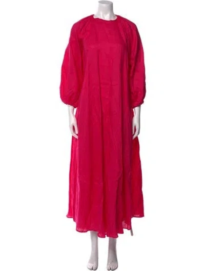Pre-owned Bernadette Linen Long Dress In Pink